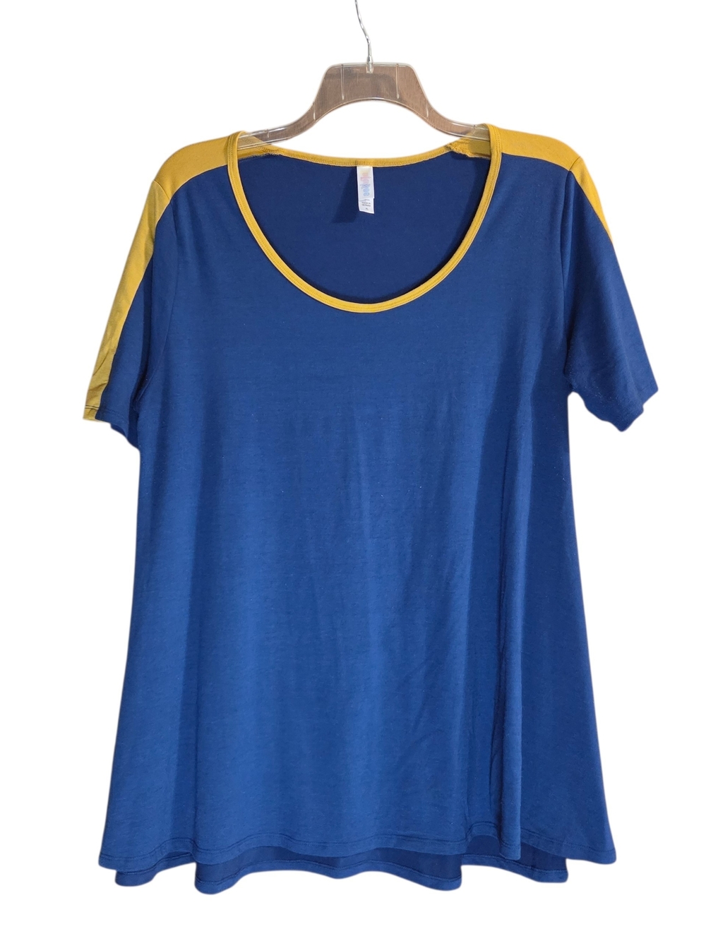 LuLaRoe Blue Tee with Yellow Trim - Picture 1 of 5